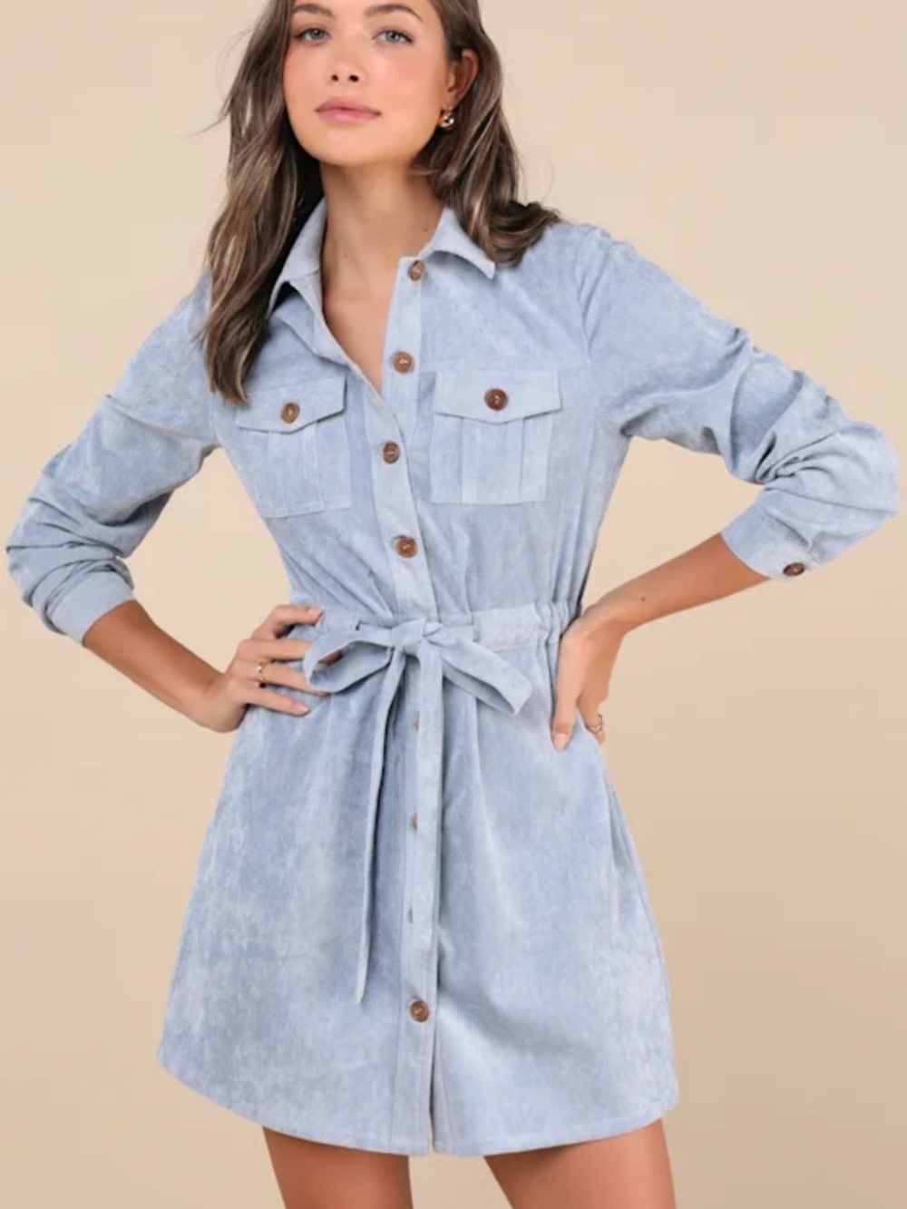 LIKE NEW Lulu's Light Blue Collared Shirt Dress